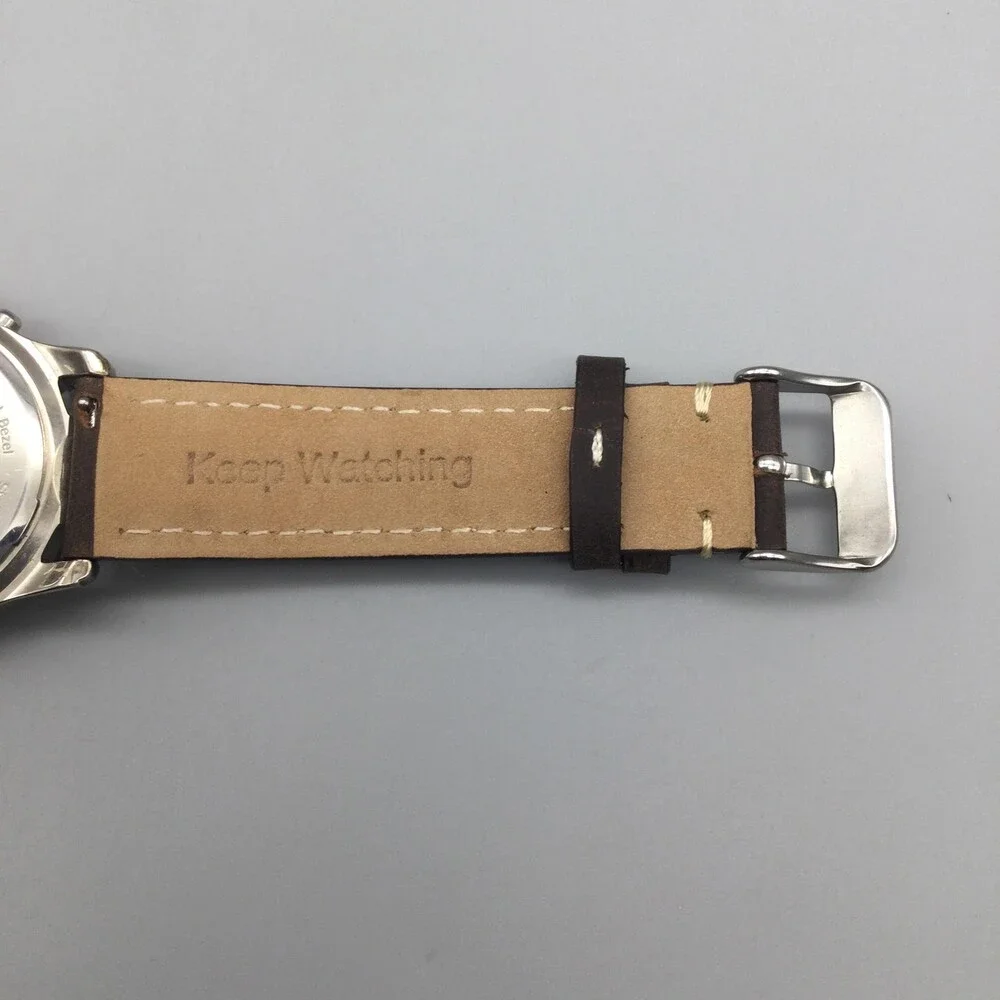 Armitron Mens Watch 38mm Black Dial Brown Leather Triple Calendar New Battery